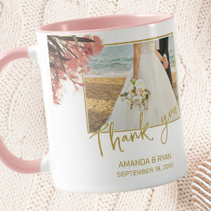 Rosa Oleander-Blumen Foto Danke Hochzeit Tasse