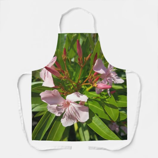 Rosa Oleander Blumen-Gartenschürze Botanische Küch Schürze (Vorderseite)