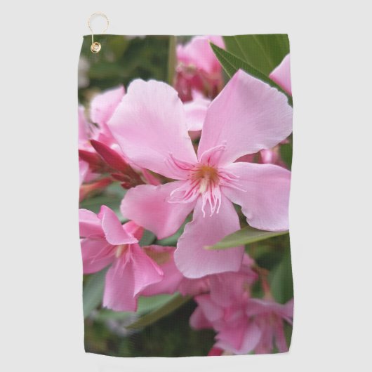 Rosa Oleander Blumen Golfhandtuch (Vorderseite)