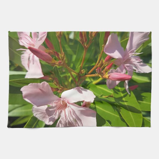 Rosa Oleander Blumen Küchenhandtuch Botanischer Ga Geschirrtuch (Horizontal)