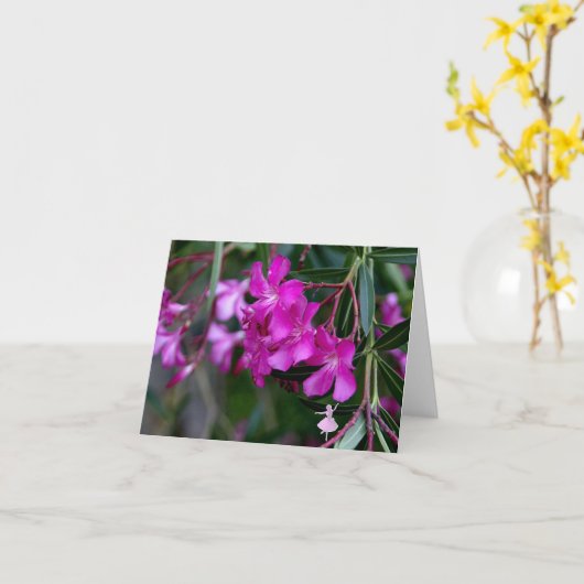 Rosa Oleander-Schatten-Fee Karte (Gelbe Blume)