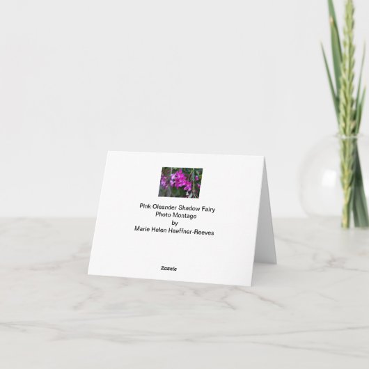 Rosa Oleander-Schatten-Fee Karte (Rückseite)