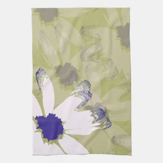 Rosa Olive Green Daisy Geschirrtuch (Vertikal)