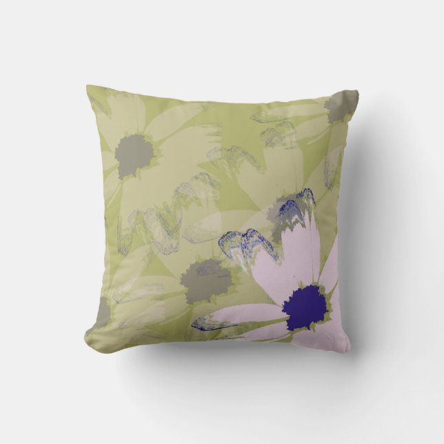 Rosa Olive Green Daisy Kissen (Vorderseite)