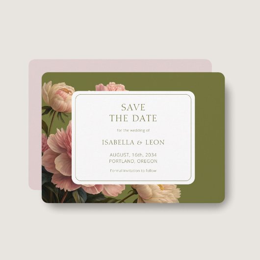 Rosa | Olive Green Vintag Rose Wedding Einladung