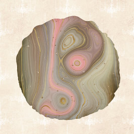 Rosa Olive und Tan Mineral Swirl mit goldenen Ster Rundes Kissen