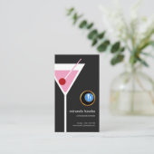 Rosa olivgrüner beruflicher GlasBarkeeper Martinis Visitenkarte (Stehend Vorderseite)