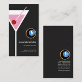 Rosa olivgrüner beruflicher GlasBarkeeper Martinis Visitenkarte (Vorne/Hinten)