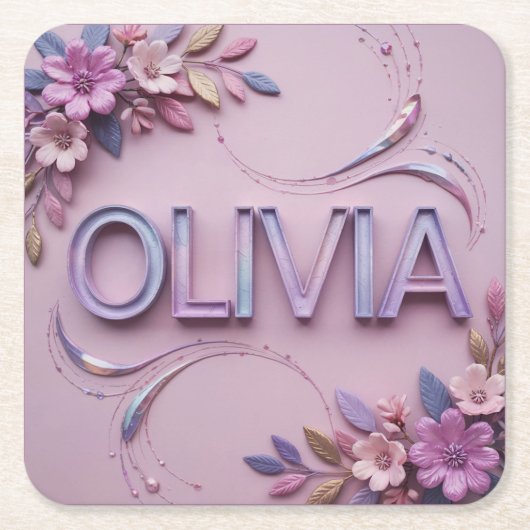 Rosa Olivia Rosa Blume Untersetzer Set (Vorderseite)