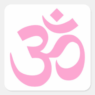 Rosa Om Symbol Quadratischer Aufkleber