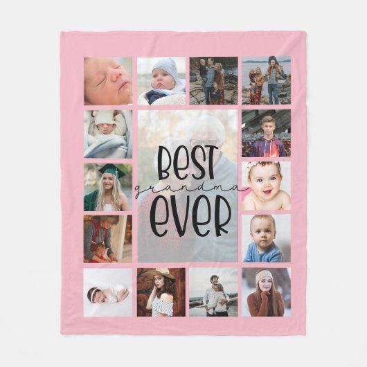 Rosa Oma Foto Collage Fleece Blanket (Vorderseite)