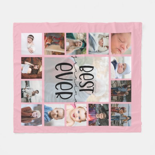 Rosa Oma Foto Collage Fleece Blanket (Vorderseite (Horizontal))