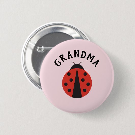 Rosa Oma-Taste für Ladybug-Babydusche Button (Vorne & Hinten)
