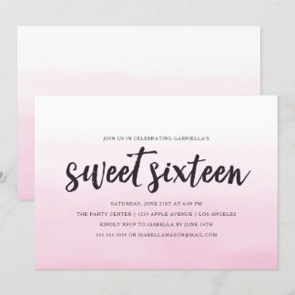 Rosa Ombre 16. Geburtstag Party Einladung