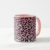 Rosa Ombre Black Leopard Print Tasse (VorderseiteRechts)
