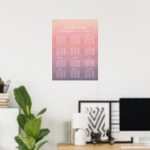 Rosa Ombre Boho Minimalistische Hochzeitssitzkarte Poster (Heimbüro)