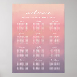 Rosa Ombre Boho Minimalistische Hochzeitssitzkarte Poster