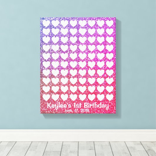 Rosa Ombre Glitzer Signature Fingerprint Gästebuch (Insitu (Holzboden))