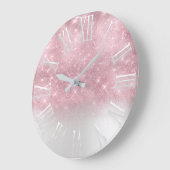 Rosa Ombre Glitzereffekt weißer Funken-Girly Große Wanduhr (Winkel)