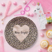 Rosa Ombre Gold Black Leopard Prinz Herz Pappteller (Party)