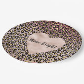 Rosa Ombre Gold Black Leopard Prinz Herz Pappteller (Schrägansicht)