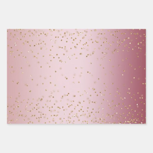 Rosa Ombre Gold Glitz Sparkle Streifen Leopard Geschenkpapier Set (Vorderseite)