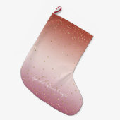 Rosa Ombre Gold Glitzer Confetti Großer Weihnachtsstrumpf (Vorderansicht (hängend))