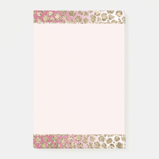 Rosa Ombre Gold Glitzer Glitz Leopard Print       Post-it Klebezettel (Vorderseite)