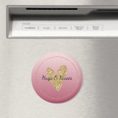 Rosa Ombre Gold Glitzer Herz Magnet (In Situ (Geschirrspüler))