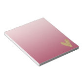 Rosa Ombre Gold Glitzer Herz Notizblock (angewinkelt)