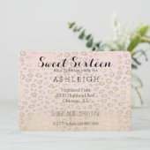 Rosa Ombre Gold Leopard Print 16 . Geburtstag Einladung (Stehend Vorderseite)