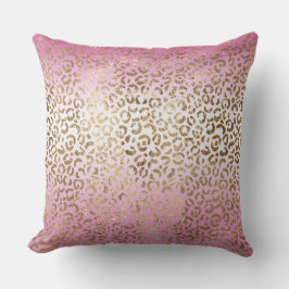 Rosa Ombre Gold Leopard Print Kissen