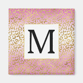 Rosa Ombre Gold Leopard Print Monogram Magnet (Vorne)