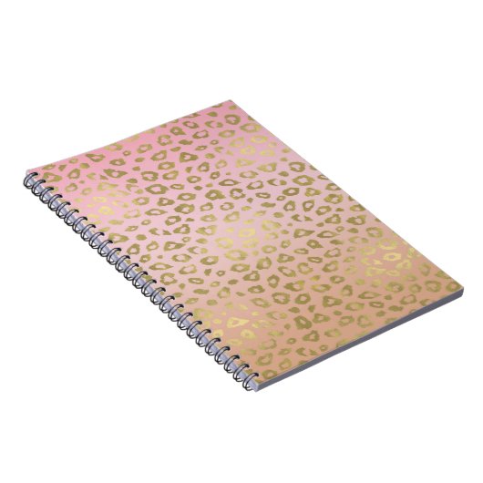 Rosa Ombre Gold Leopard Print Notizblock (Rechte Seite)