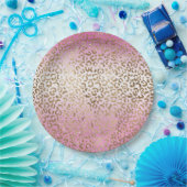 Rosa Ombre Gold Leopard Print Pappteller (Party)