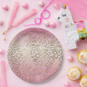 Rosa Ombre Gold Leopard Print Pappteller (Party)