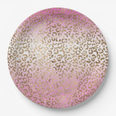 Rosa Ombre Gold Leopard Print Pappteller (Vorderseite)