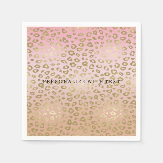 Rosa Ombre Gold Leopard Print Serviette (Vorderseite)