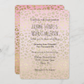 Rosa Ombre Gold Leopard Print Wedding Einladung (Vorne/Hinten)