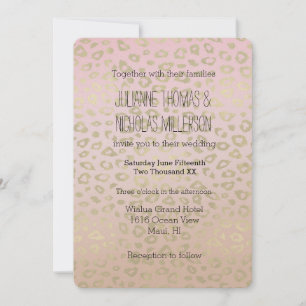 Rosa Ombre Gold Leopard Print Wedding Einladung