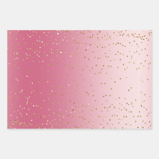 Rosa Ombre Gold Streifen Weihnachtsbaumen Confetti Geschenkpapier Set (Vorderseite 3)