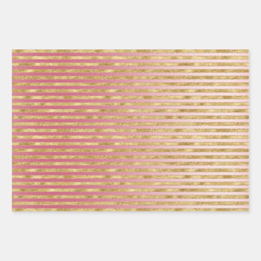 Rosa Ombre Gold Streifen Weihnachtsbaumen Confetti Geschenkpapier Set (Vorderseite 2)