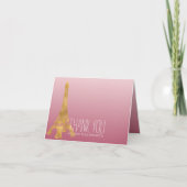 Rosa Ombre Goldbezaubernder Eiffelturm danken Dankeskarte (Vorderseite)