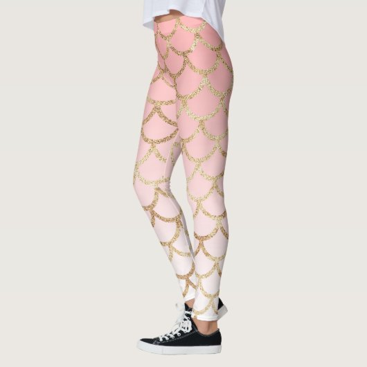 Rosa Ombre GoldGlitzer-Meerjungfrau stuft Leggings (Links)