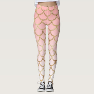 Rosa Ombre GoldGlitzer-Meerjungfrau stuft Leggings