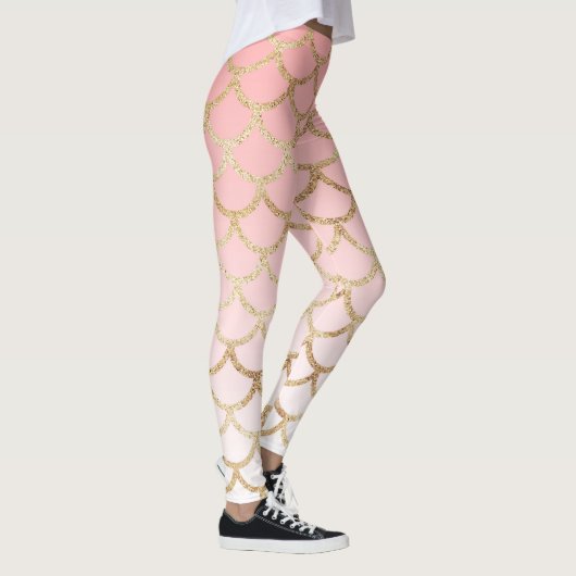 Rosa Ombre GoldGlitzer-Meerjungfrau stuft Leggings (Rechts)