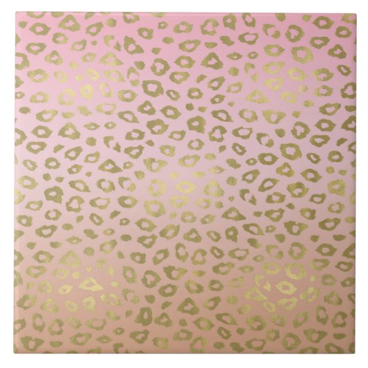 Rosa Ombre Goldleopard-Druck Fliese (Vorderseite)