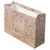 Rosa Ombre Goldleopard-Druck Große Geschenktüte (Vorderseite Schrägansicht)