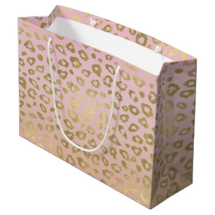 Rosa Ombre Goldleopard-Druck Große Geschenktüte