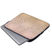 Rosa Ombre Goldleopard-Druck Laptopschutzhülle (Vorne Knopf)